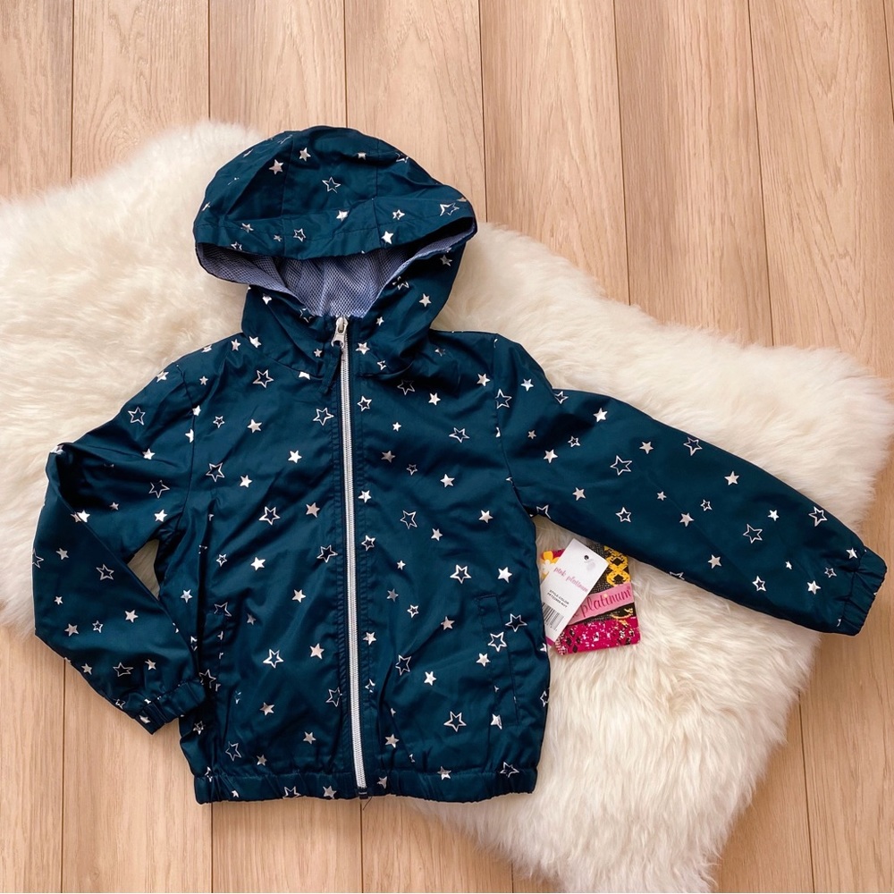 Pink Platinum, silver stars jacket, size 4T